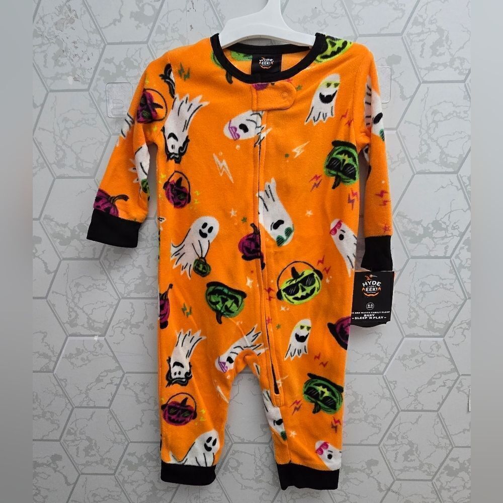 New Ghost Micro Fleece Unisex Halloween Pajama Union Hyde & EEk, Sz 6-9 months